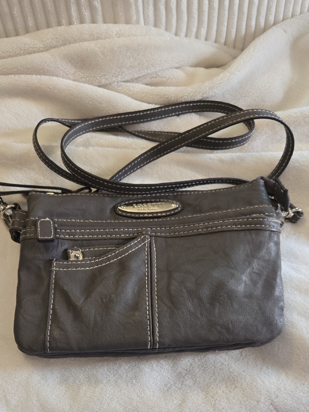 Rosetti Dark Gray Stitched Crossbody Bag